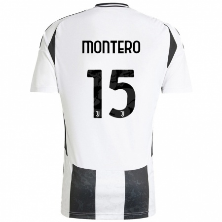 Kandiny Enfant Maillot Alfonso Montero #15 Blanc Noir Tenues Domicile 2024/25 T-Shirt