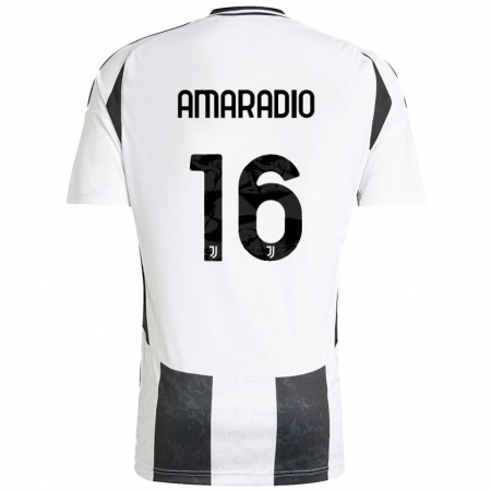 Kandiny Enfant Maillot Luca Amaradio #16 Blanc Noir Tenues Domicile 2024/25 T-Shirt