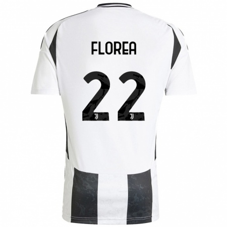 Kandiny Enfant Maillot Andrei Florea #22 Blanc Noir Tenues Domicile 2024/25 T-Shirt