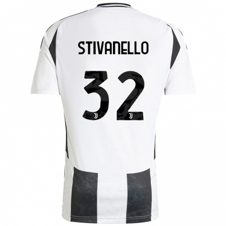 Kandiny Enfant Maillot Riccardo Stivanello #32 Blanc Noir Tenues Domicile 2024/25 T-Shirt