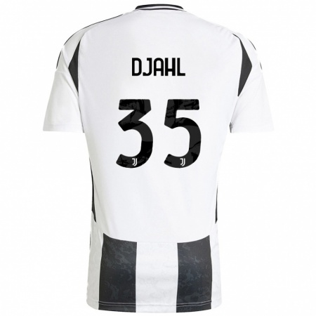 Kandiny Enfant Maillot Rayan Djahl #35 Blanc Noir Tenues Domicile 2024/25 T-Shirt