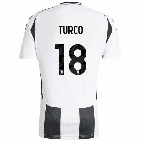 Kandiny Enfant Maillot Nicolo Turco #18 Blanc Noir Tenues Domicile 2024/25 T-Shirt