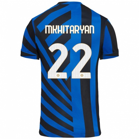 Kandiny Enfant Maillot Henrikh Mkhitaryan #22 Bleu Noir Tenues Domicile 2024/25 T-Shirt