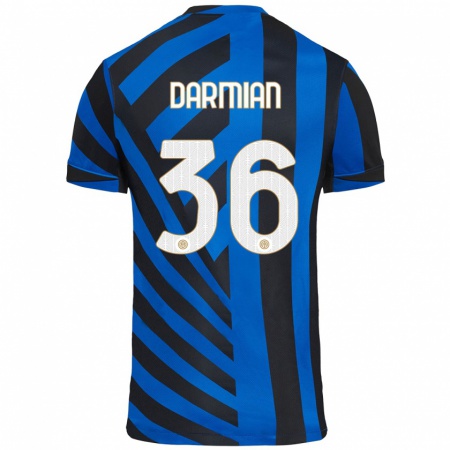 Kandiny Enfant Maillot Matteo Darmian #36 Bleu Noir Tenues Domicile 2024/25 T-Shirt