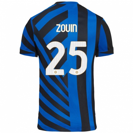 Kandiny Enfant Maillot Aymen Zouin #25 Bleu Noir Tenues Domicile 2024/25 T-Shirt