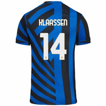 Kandiny Enfant Maillot Davy Klaassen #14 Bleu Noir Tenues Domicile 2024/25 T-Shirt