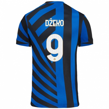 Kandiny Enfant Maillot Edin Dzeko #9 Bleu Noir Tenues Domicile 2024/25 T-Shirt