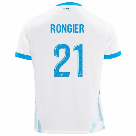 Kandiny Enfant Maillot Valentin Rongier #21 Blanc Bleu Ciel Tenues Domicile 2024/25 T-Shirt