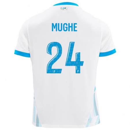 Kandiny Enfant Maillot François Mughe #24 Blanc Bleu Ciel Tenues Domicile 2024/25 T-Shirt