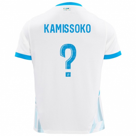 Kandiny Enfant Maillot Nouhoum Kamissoko #0 Blanc Bleu Ciel Tenues Domicile 2024/25 T-Shirt