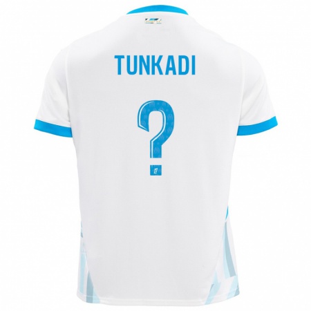 Kandiny Enfant Maillot Alexandre Tunkadi #0 Blanc Bleu Ciel Tenues Domicile 2024/25 T-Shirt