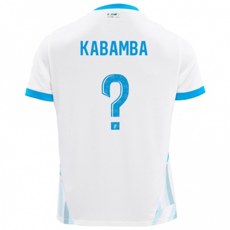 Kandiny Enfant Maillot Alexis Kabamba #0 Blanc Bleu Ciel Tenues Domicile 2024/25 T-Shirt