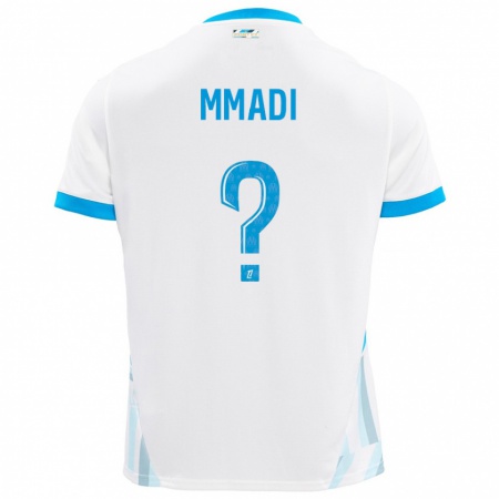 Kandiny Enfant Maillot Tadjidine Mmadi #0 Blanc Bleu Ciel Tenues Domicile 2024/25 T-Shirt