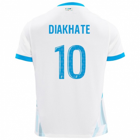 Kandiny Enfant Maillot Ndeye Awa Diakhaté #10 Blanc Bleu Ciel Tenues Domicile 2024/25 T-Shirt