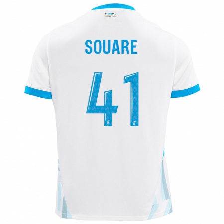 Kandiny Enfant Maillot Cheick Souare #41 Blanc Bleu Ciel Tenues Domicile 2024/25 T-Shirt