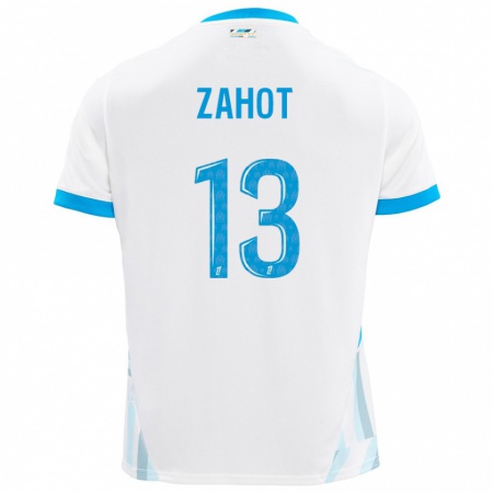 Kandiny Enfant Maillot Sarah Zahot #13 Blanc Bleu Ciel Tenues Domicile 2024/25 T-Shirt