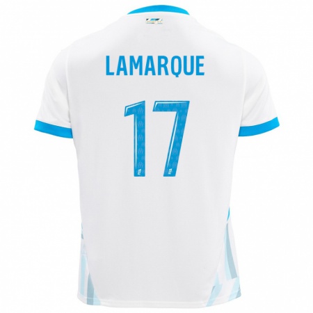 Kandiny Enfant Maillot Alais Lamarque #17 Blanc Bleu Ciel Tenues Domicile 2024/25 T-Shirt