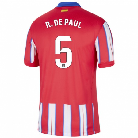 Kandiny Enfant Maillot Rodrigo De Paul #5 Rouge Blanc Bleu Tenues Domicile 2024/25 T-Shirt