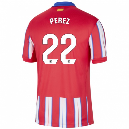 Kandiny Enfant Maillot Pablo Pérez #22 Rouge Blanc Bleu Tenues Domicile 2024/25 T-Shirt