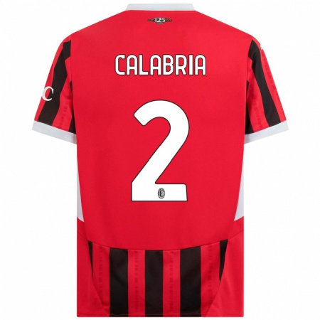 Kandiny Enfant Maillot Davide Calabria #2 Rouge Noir Tenues Domicile 2024/25 T-Shirt