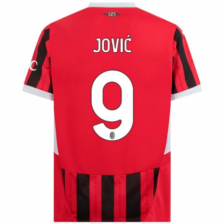 Kandiny Enfant Maillot Luka Jović #9 Rouge Noir Tenues Domicile 2024/25 T-Shirt