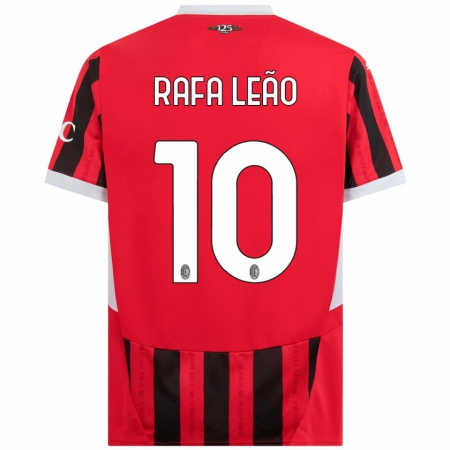 Kandiny Enfant Maillot Rafael Leão #10 Rouge Noir Tenues Domicile 2024/25 T-Shirt