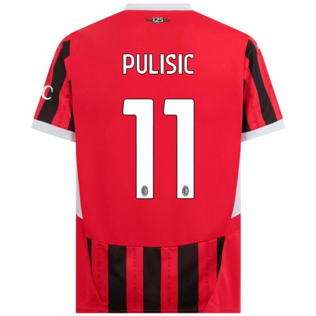 Kandiny Enfant Maillot Christian Pulisic #11 Rouge Noir Tenues Domicile 2024/25 T-Shirt