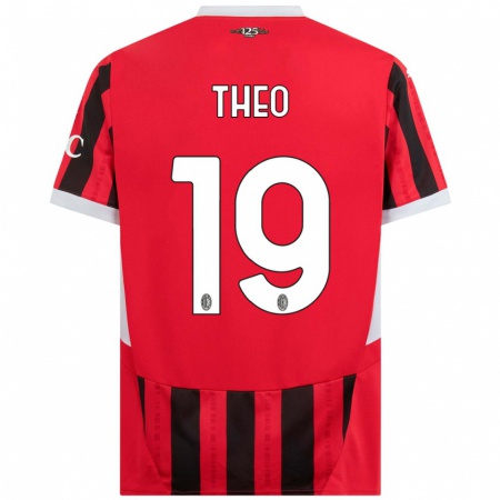 Kandiny Enfant Maillot Theo Hernández #19 Rouge Noir Tenues Domicile 2024/25 T-Shirt