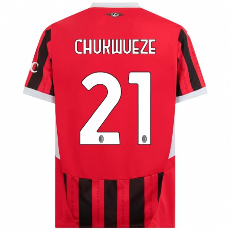 Kandiny Enfant Maillot Samuel Chukwueze #21 Rouge Noir Tenues Domicile 2024/25 T-Shirt