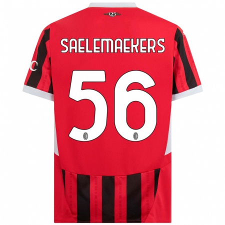 Kandiny Enfant Maillot Alexis Saelemaekers #56 Rouge Noir Tenues Domicile 2024/25 T-Shirt