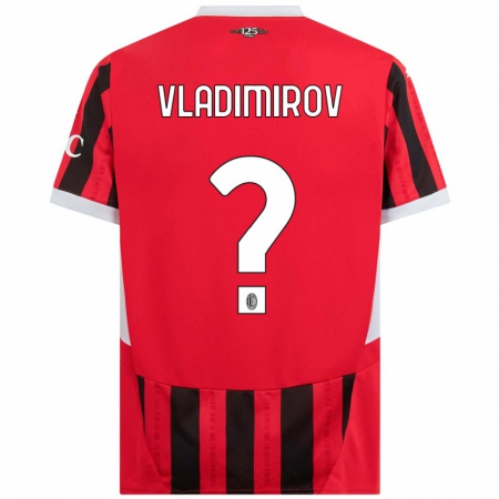 Kandiny Enfant Maillot Valeri Vladimirov #0 Rouge Noir Tenues Domicile 2024/25 T-Shirt