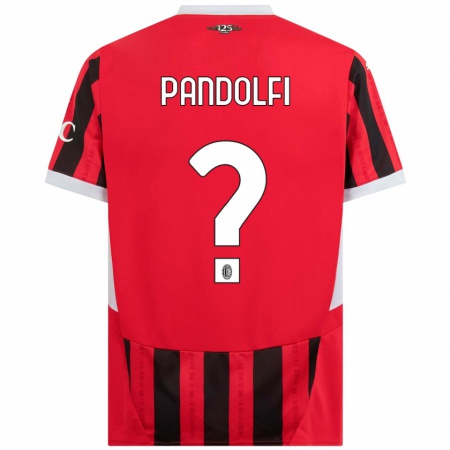 Kandiny Enfant Maillot Fabio Pandolfi #0 Rouge Noir Tenues Domicile 2024/25 T-Shirt