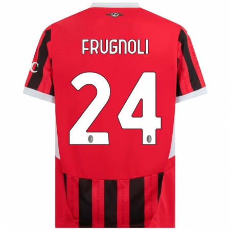 Kandiny Enfant Maillot Leonardo Frugnoli #24 Rouge Noir Tenues Domicile 2024/25 T-Shirt