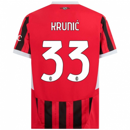 Kandiny Enfant Maillot Rade Krunic #33 Rouge Noir Tenues Domicile 2024/25 T-Shirt