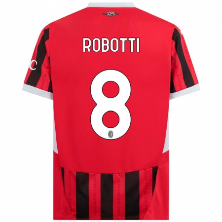 Kandiny Enfant Maillot Giovanni Robotti #8 Rouge Noir Tenues Domicile 2024/25 T-Shirt