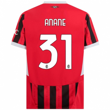 Kandiny Enfant Maillot Emmanuel Anane #31 Rouge Noir Tenues Domicile 2024/25 T-Shirt