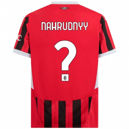 Kandiny Enfant Maillot Vladislav Nahrudnyy #0 Rouge Noir Tenues Domicile 2024/25 T-Shirt