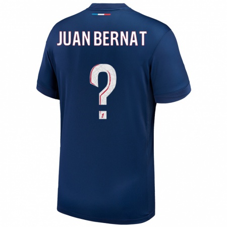 Kandiny Enfant Maillot Juan Bernat #0 Bleu Marine Blanc Tenues Domicile 2024/25 T-Shirt