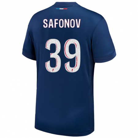 Kandiny Enfant Maillot Matvey Safonov #39 Bleu Marine Blanc Tenues Domicile 2024/25 T-Shirt