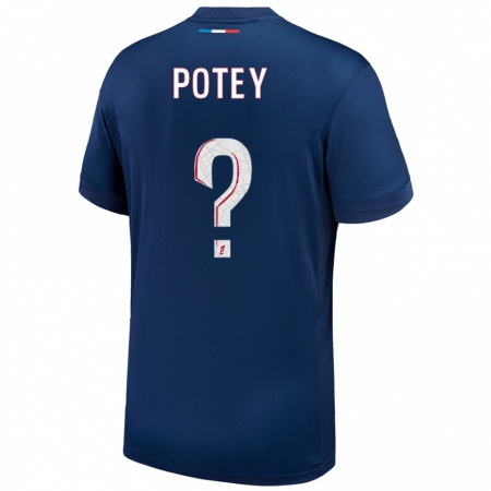 Kandiny Enfant Maillot Keahson Potey #0 Bleu Marine Blanc Tenues Domicile 2024/25 T-Shirt