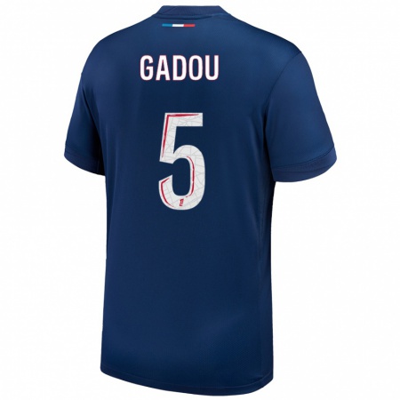 Kandiny Enfant Maillot Joane Gadou #5 Bleu Marine Blanc Tenues Domicile 2024/25 T-Shirt