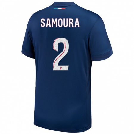 Kandiny Enfant Maillot Thiniba Samoura #2 Bleu Marine Blanc Tenues Domicile 2024/25 T-Shirt