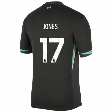 Kandiny Enfant Maillot Curtis Jones #17 Noir Anthracite Blanc Tenues Extérieur 2024/25 T-Shirt