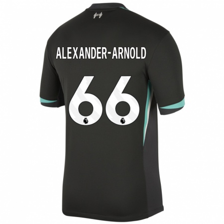 Kandiny Enfant Maillot Trent Alexander-Arnold #66 Noir Anthracite Blanc Tenues Extérieur 2024/25 T-Shirt