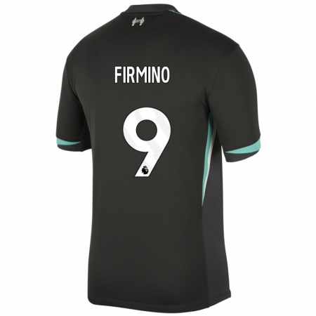 Kandiny Enfant Maillot Roberto Firmino #9 Noir Anthracite Blanc Tenues Extérieur 2024/25 T-Shirt