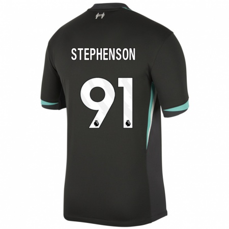 Kandiny Enfant Maillot Luca Stephenson #91 Noir Anthracite Blanc Tenues Extérieur 2024/25 T-Shirt