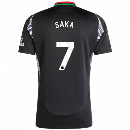 Kandiny Enfant Maillot Bukayo Saka #7 Noir Tenues Extérieur 2024/25 T-Shirt