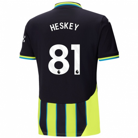 Kandiny Enfant Maillot Jaden Heskey #81 Bleu Jaune Tenues Extérieur 2024/25 T-Shirt