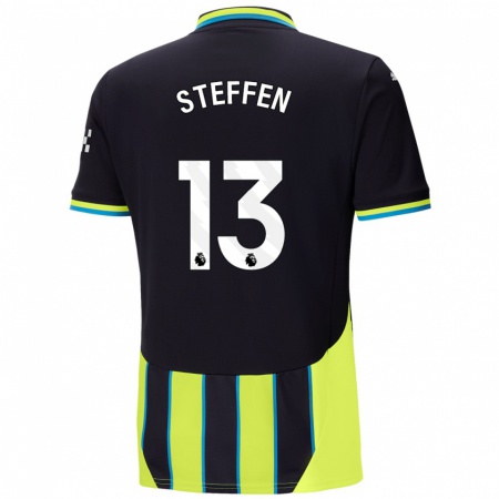 Kandiny Enfant Maillot Zack Steffen #13 Bleu Jaune Tenues Extérieur 2024/25 T-Shirt