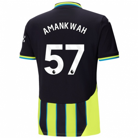 Kandiny Enfant Maillot Yeboah Amankwah #57 Bleu Jaune Tenues Extérieur 2024/25 T-Shirt